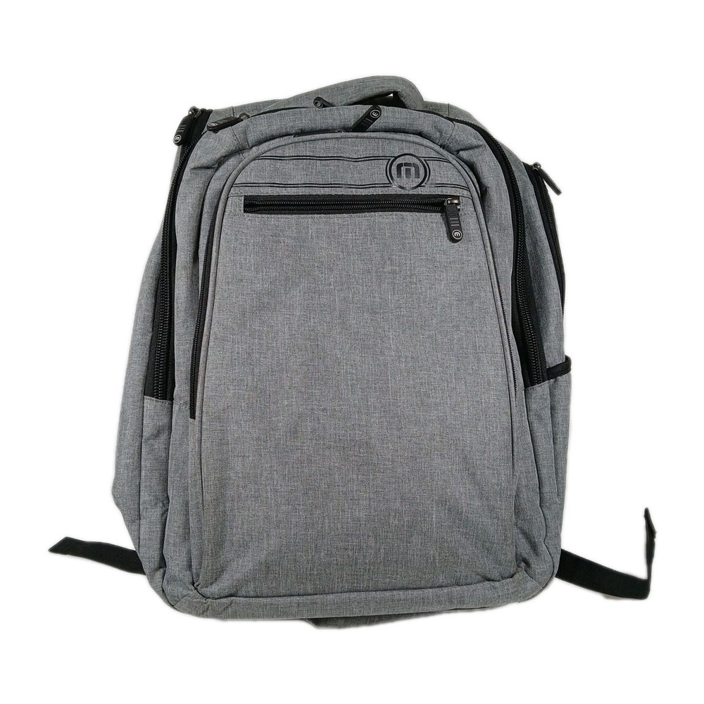 Travis Mathew The Go Laptop Backpack Gray Fleece Lined 12.5"x19.5"x6" "Hole"